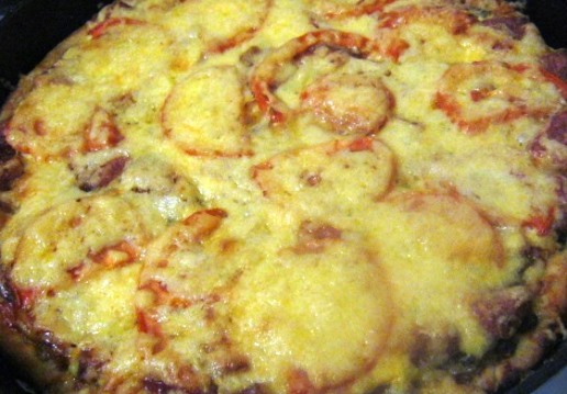  Пицца с грибами и колбасой